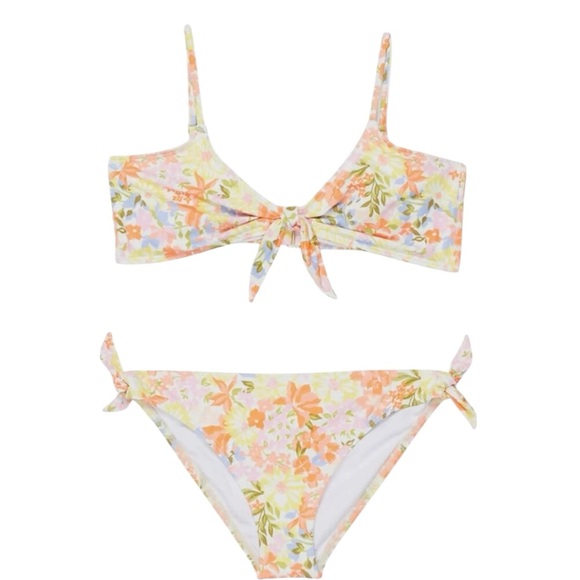 NWT Billabong Kids Windsong Hanky Tie Floral Swim Bikini Set Multicolor Girl’s S - Picture 1 of 14